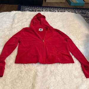 Juicy Couture Red Velour Full Zip Robertson Hoodie Jacket Large Y2K
